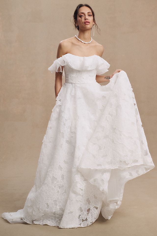 цена Свадебное платье-трансформер Jenny Yoo Priscilla с открытыми плечами, слоновая кость