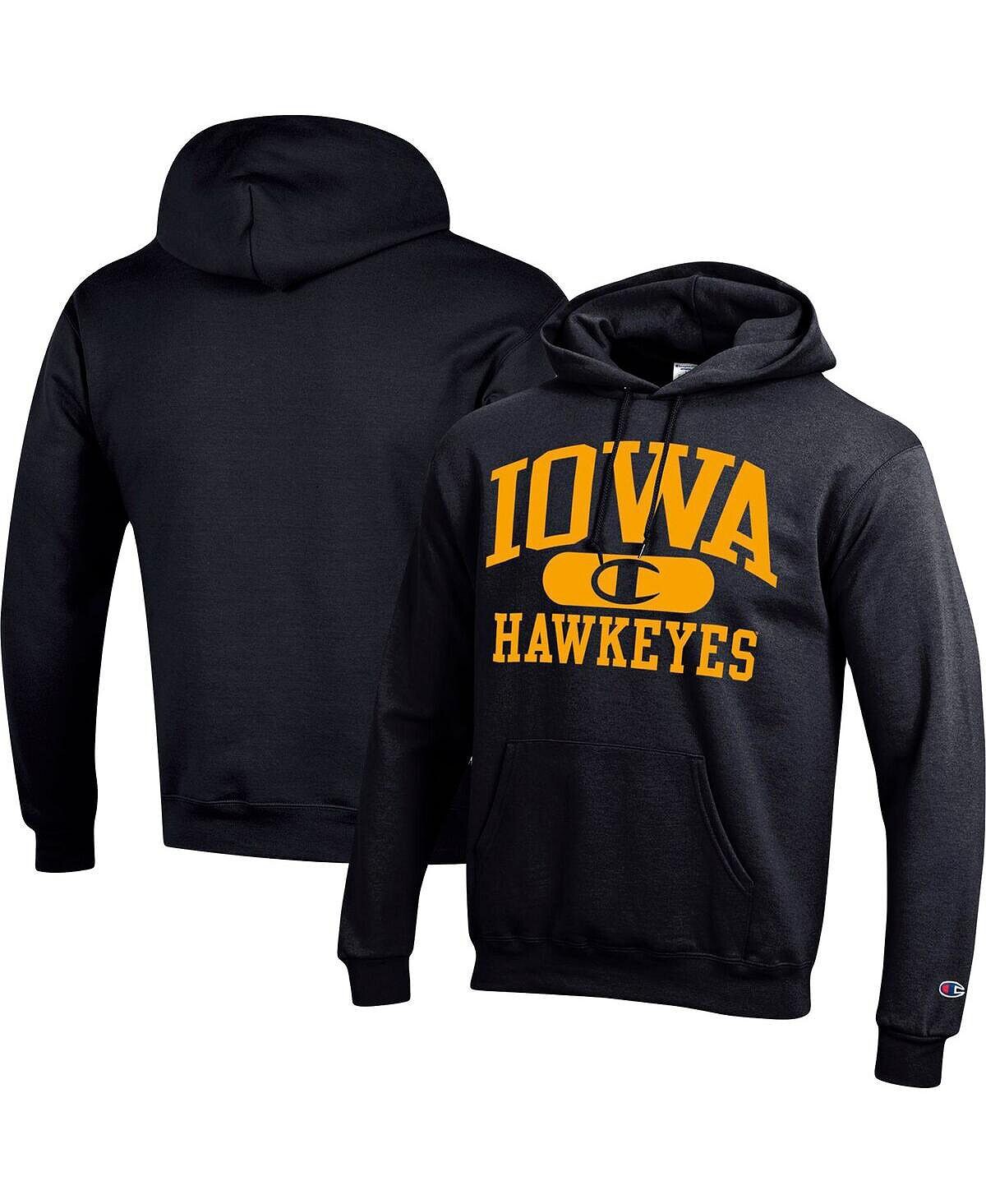 

Мужской черный пуловер с капюшоном Iowa Hawkeyes Arch Pill Champion