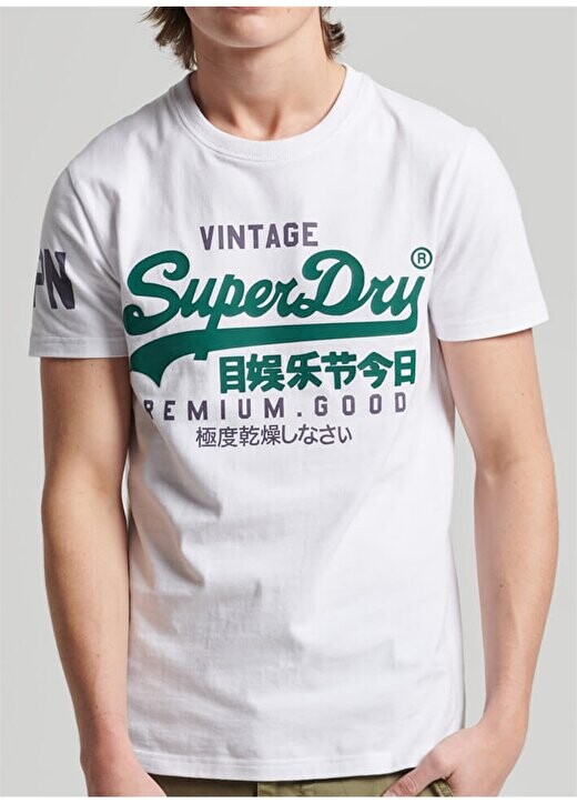 

Белая мужская футболка с круглым вырезом с принтом M1011356A01C_VL TEE Superdry, белый