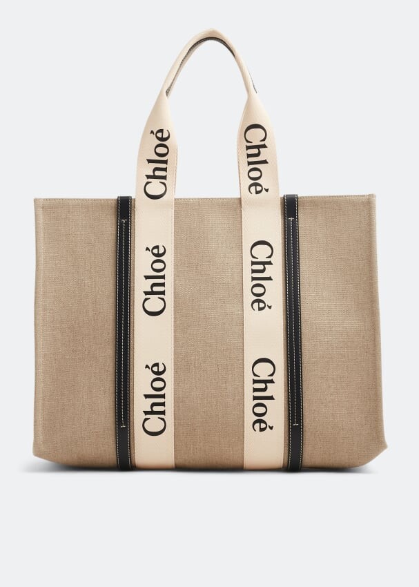 

Сумка-тоут CHLOÉ Woody large tote bag, бежевый