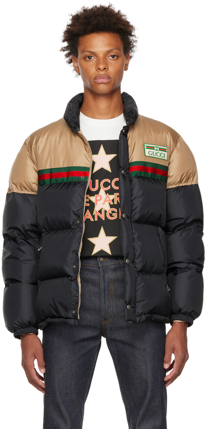 

Черный пуховик с паутиной Gucci