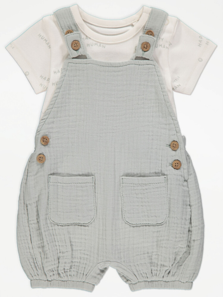 

Комбинезон унисекс Sage Green из жатого комбинезона и боди George., зеленый