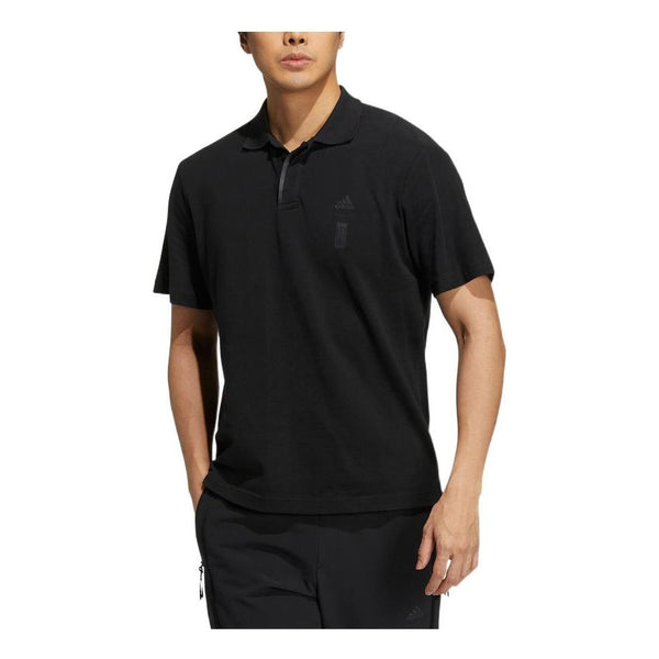 Футболка Adidas Martial Arts Series Solid Color Casual Micro Mark Logo Printing Short Sleeve Black Polo Shirt, Черный