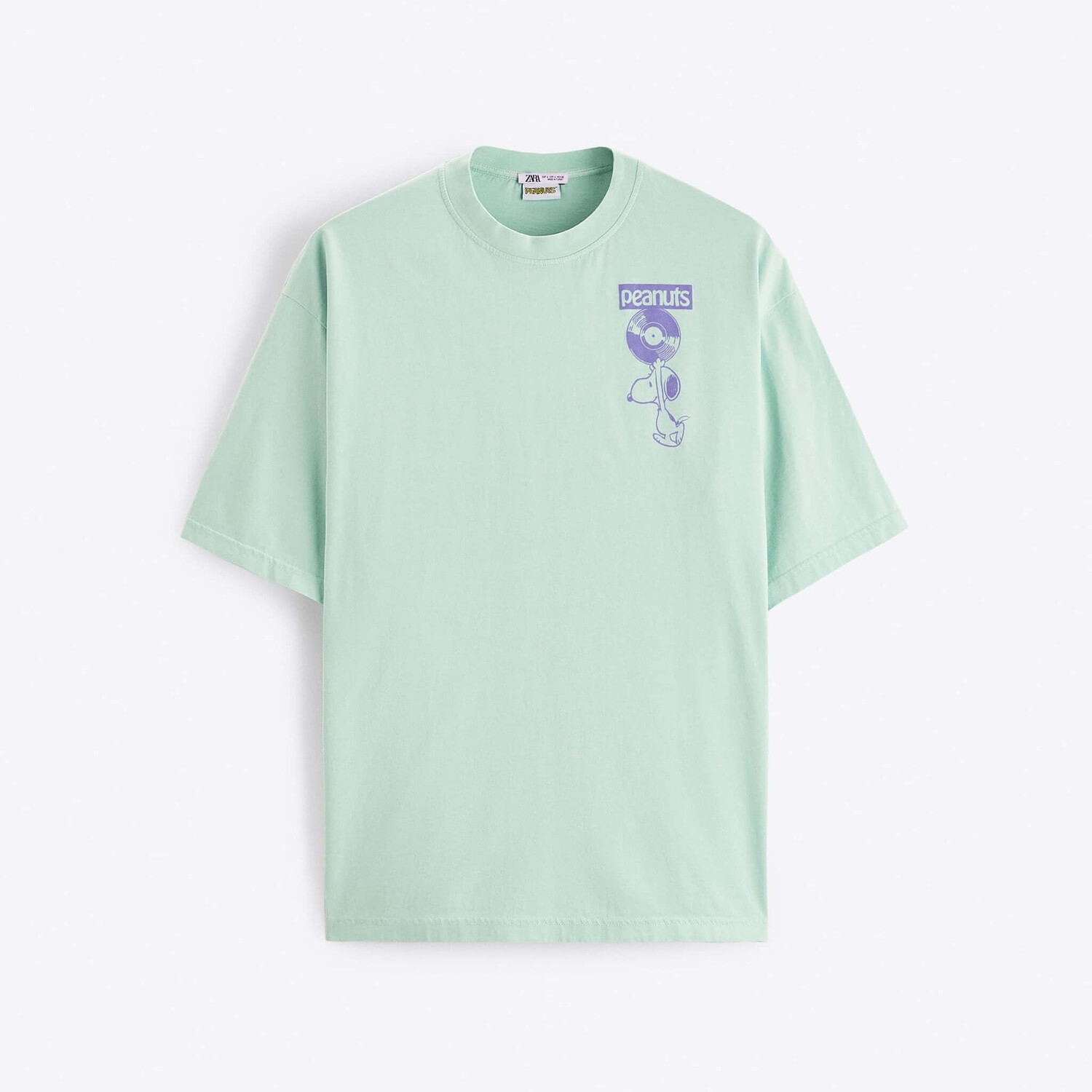 

Футболка Zara Snoopy Peanuts Print, светло-голубой