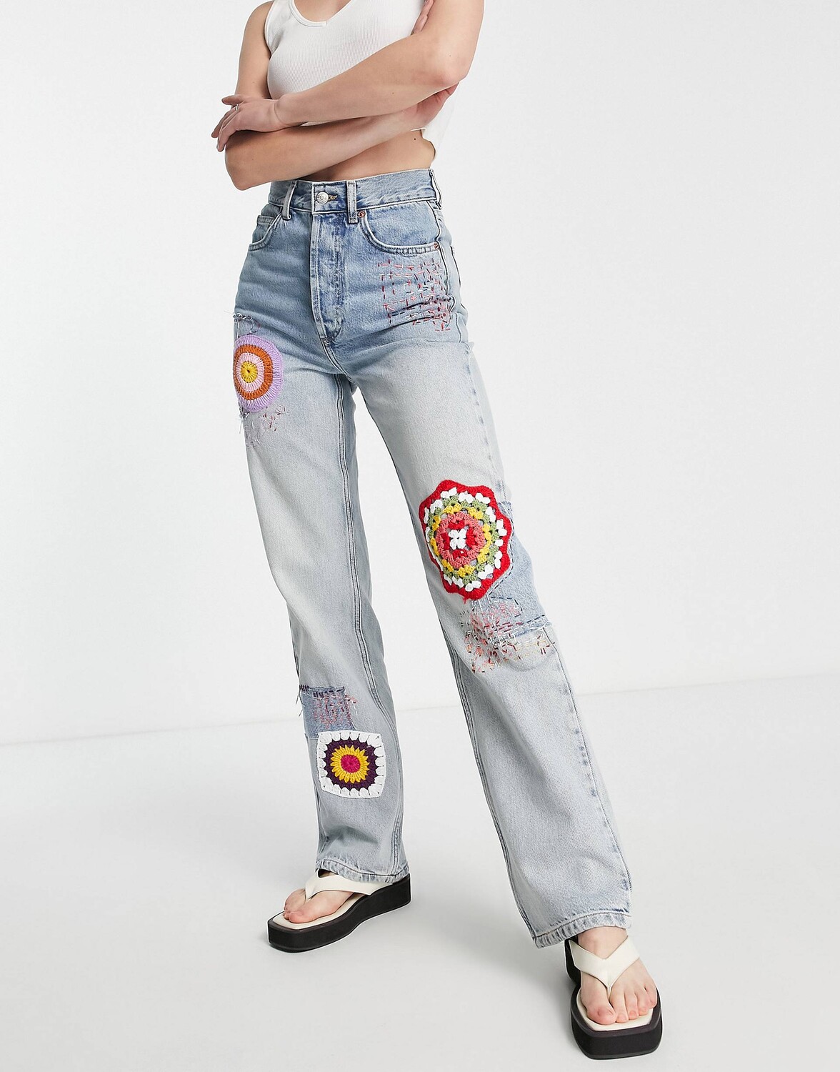 

Белые джинсы крючком Topshop Kort