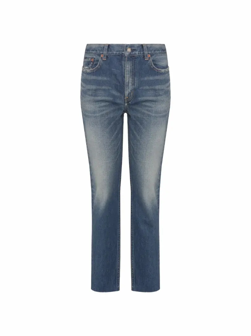 Прямые джинсы с рваным эффектом Saint Laurent джинсы reserved с рваным эффектом 44 размер