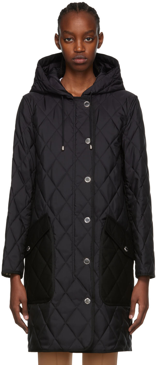 

Черное нейлоновое пальто Burberry, Черный