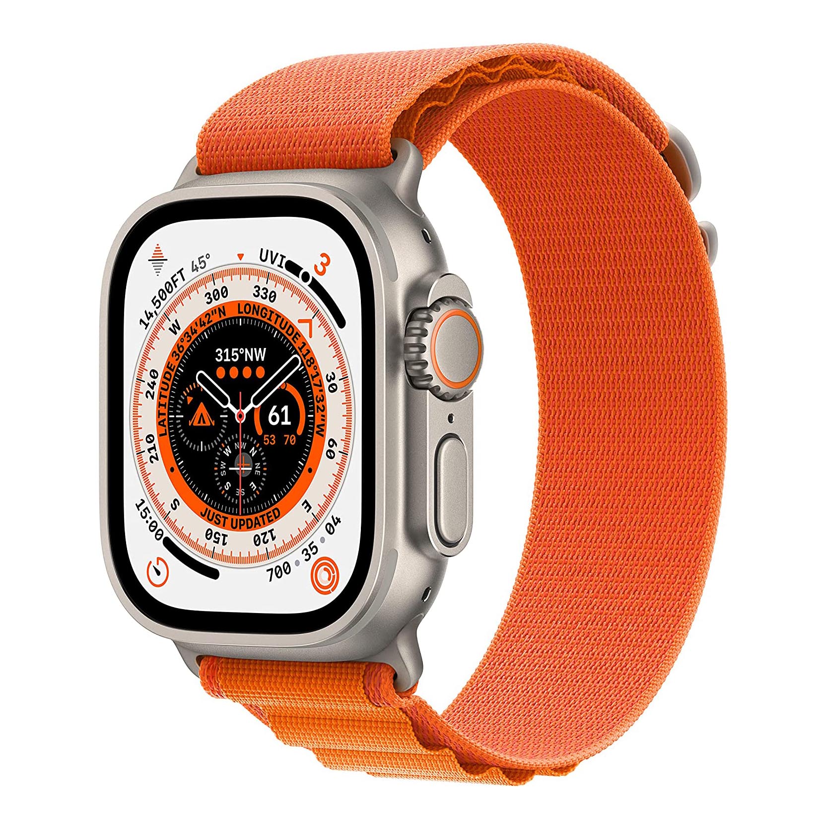 Умные часы Apple Watch Ultra 49mm GPS+Cellular S, серебристый/оранжевый умные часы apple watch ultra 49mm gps cellular l mqft3ae a серебристый белый