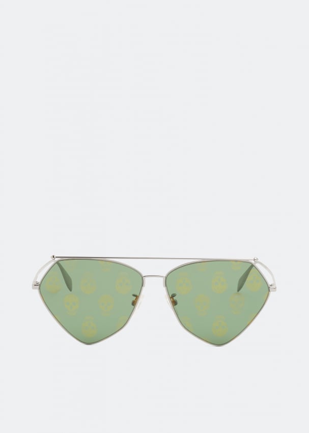 Солнечные очки ALEXANDER MCQUEEN Top Piercing sunglasses, зеленый
