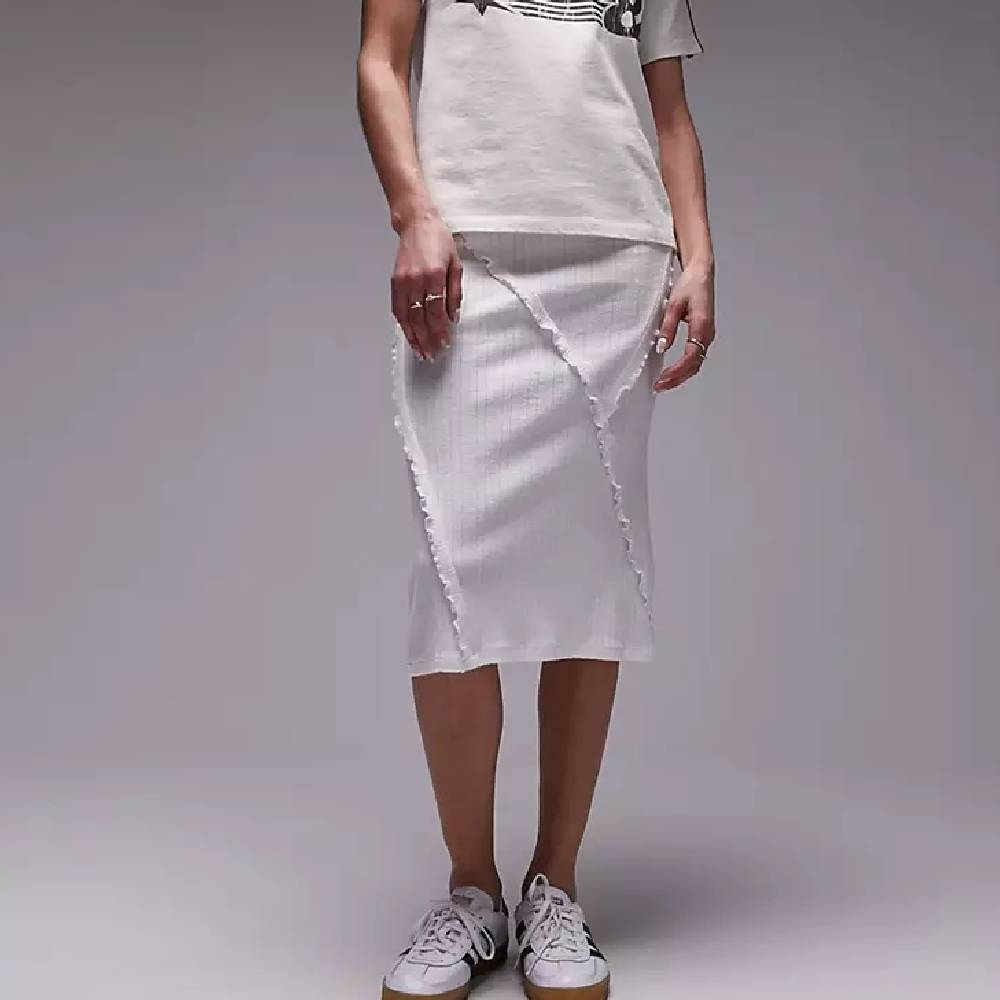 Юбка Topshop Pointelle 90s Lenght Ruffle, белый женская пышная юбка пачка в стиле хепберн 50 х годов