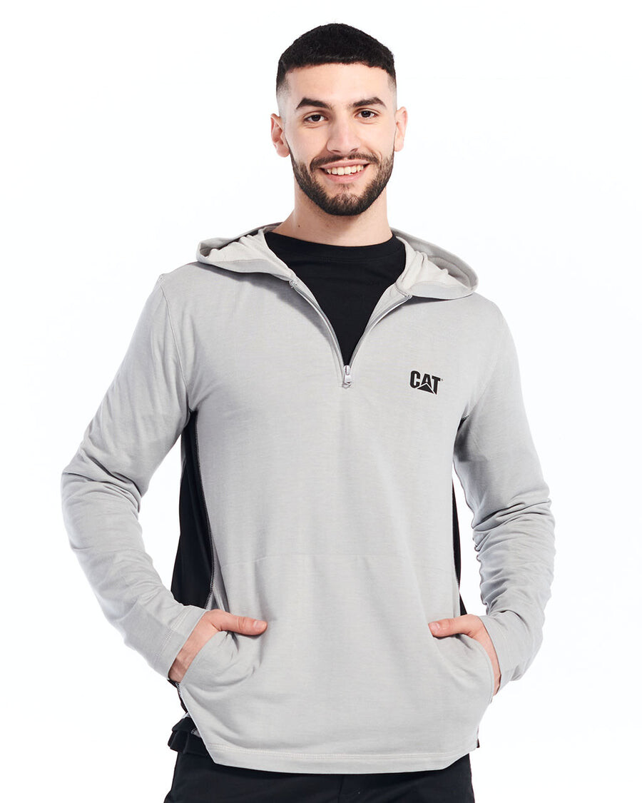 

Мужская худи Coolmax с молнией на четверть CAT, серый