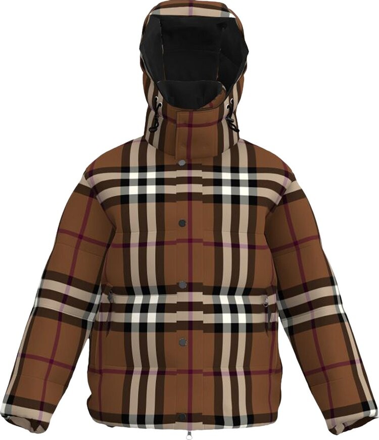 

Пуховик Burberry Packaway Hood Reversible Check Puffer Jacket 'Dark Birch Brown', коричневый