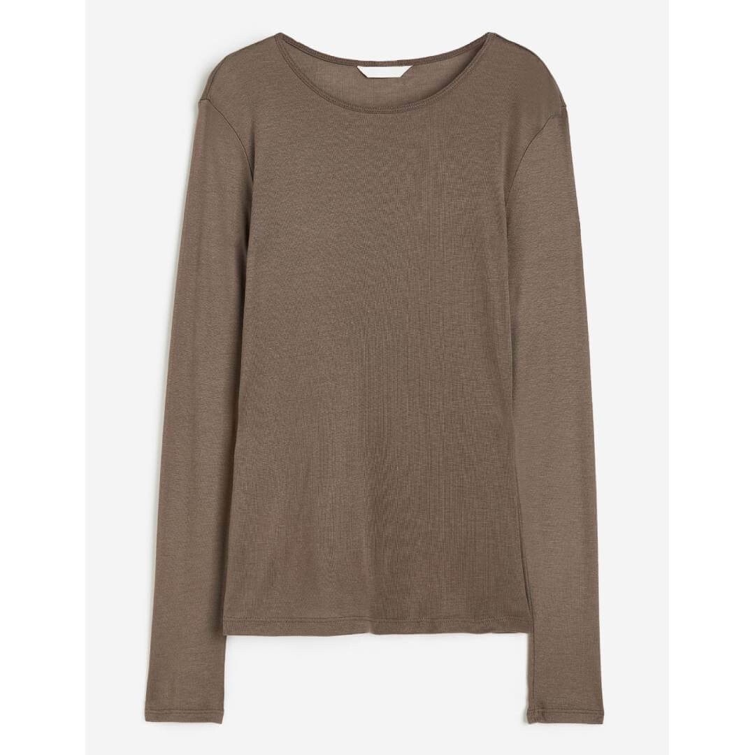 

Лонгслив H&M Lyocell, коричневый