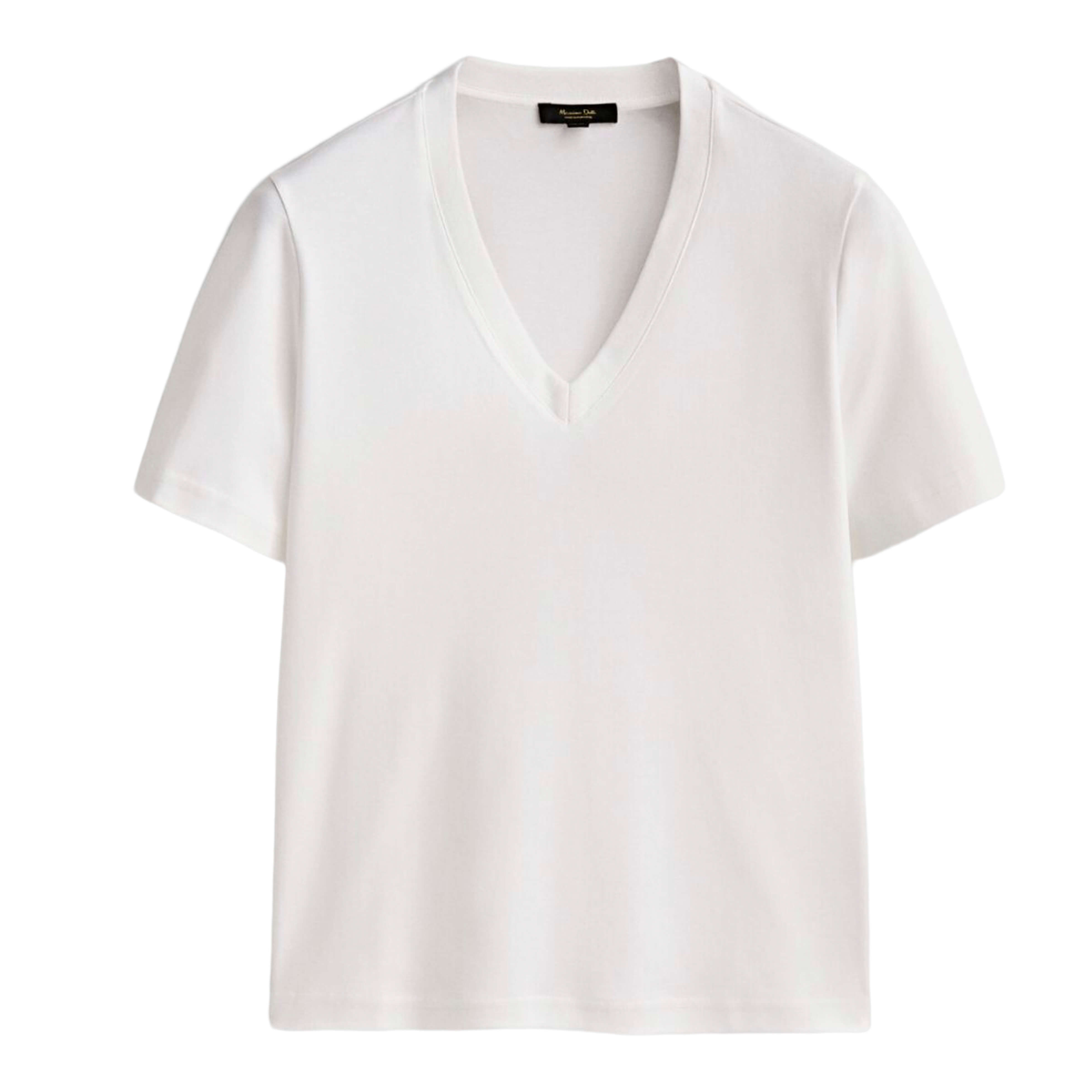 Футболка Massimo Dutti Cotton V-neck, белый футболка с короткими рукавами и v образным вырезом zelym xs s оранжевый