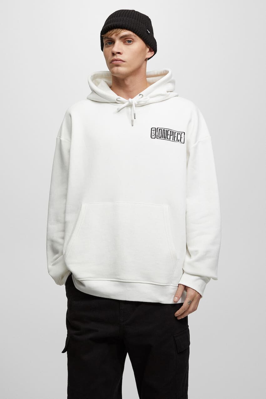 

Белая цельная толстовка с капюшоном Pull&Bear, кремовый