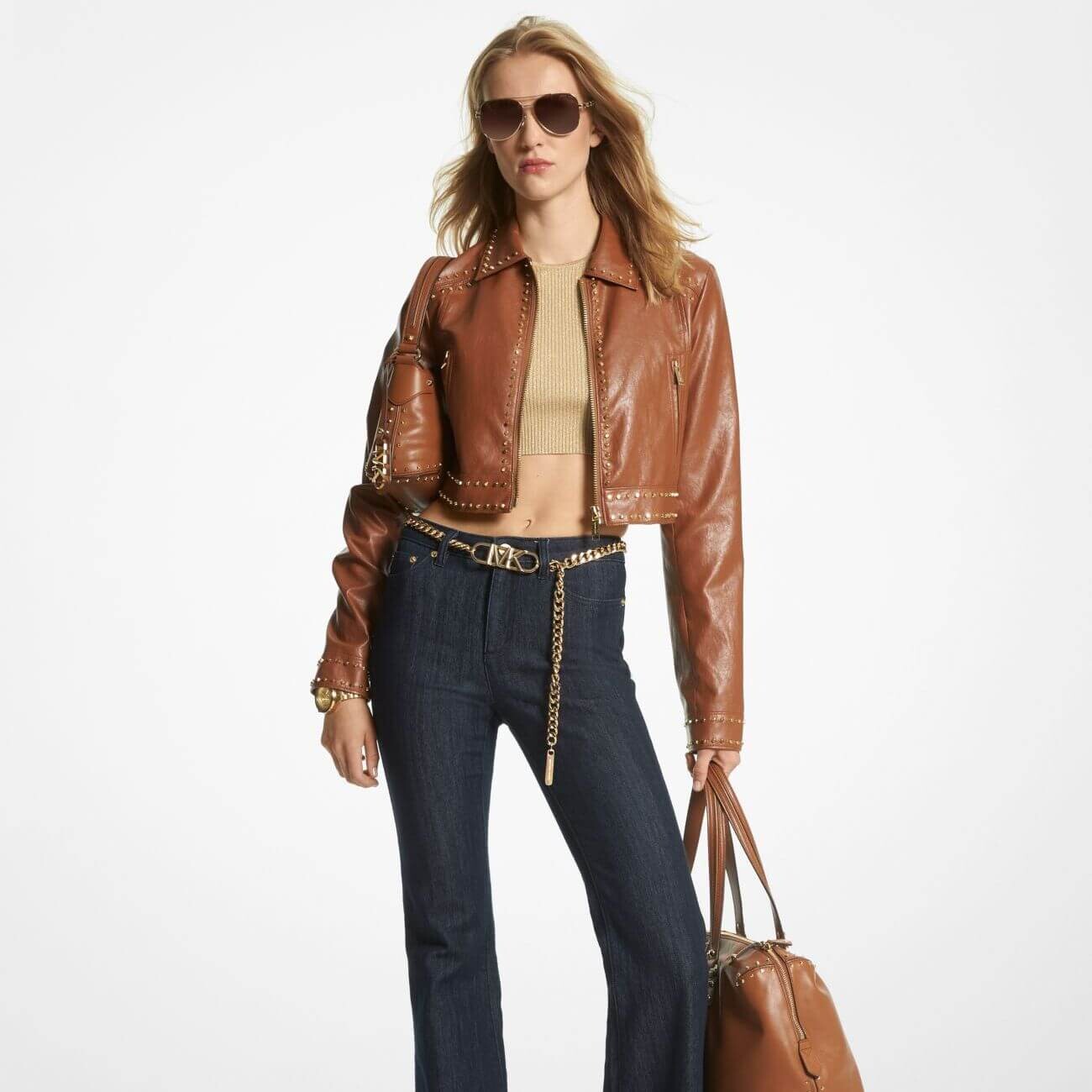 

Куртка Astor Studded Faux Leather Moto, рыжий, Коричневый