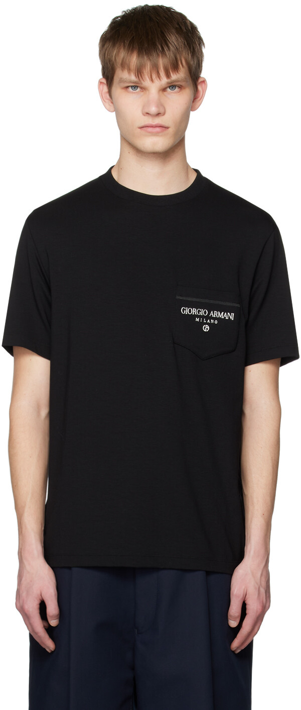

Черная футболка с накладным карманом Giorgio Armani