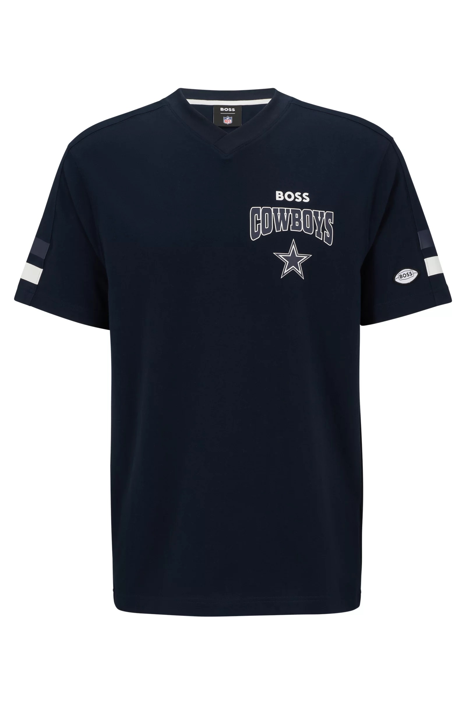 Футболка Boss X Nfl Cotton-blend With Collaborative Branding Cowboys, темно-синий розовая футболка свободного кроя с логотипом boss orange tchup