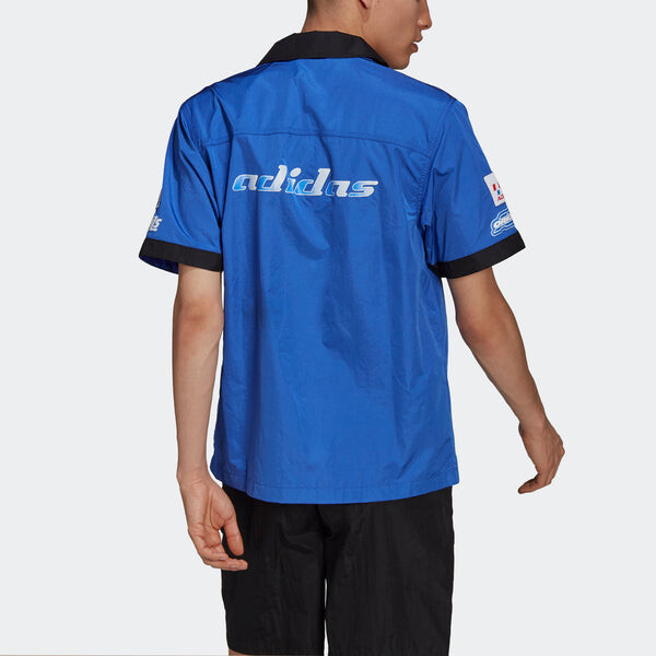 

Рубашка Adidas originals MENS TGP SS Logo Printed Motorcycle Short Sleeve Blue, Синий