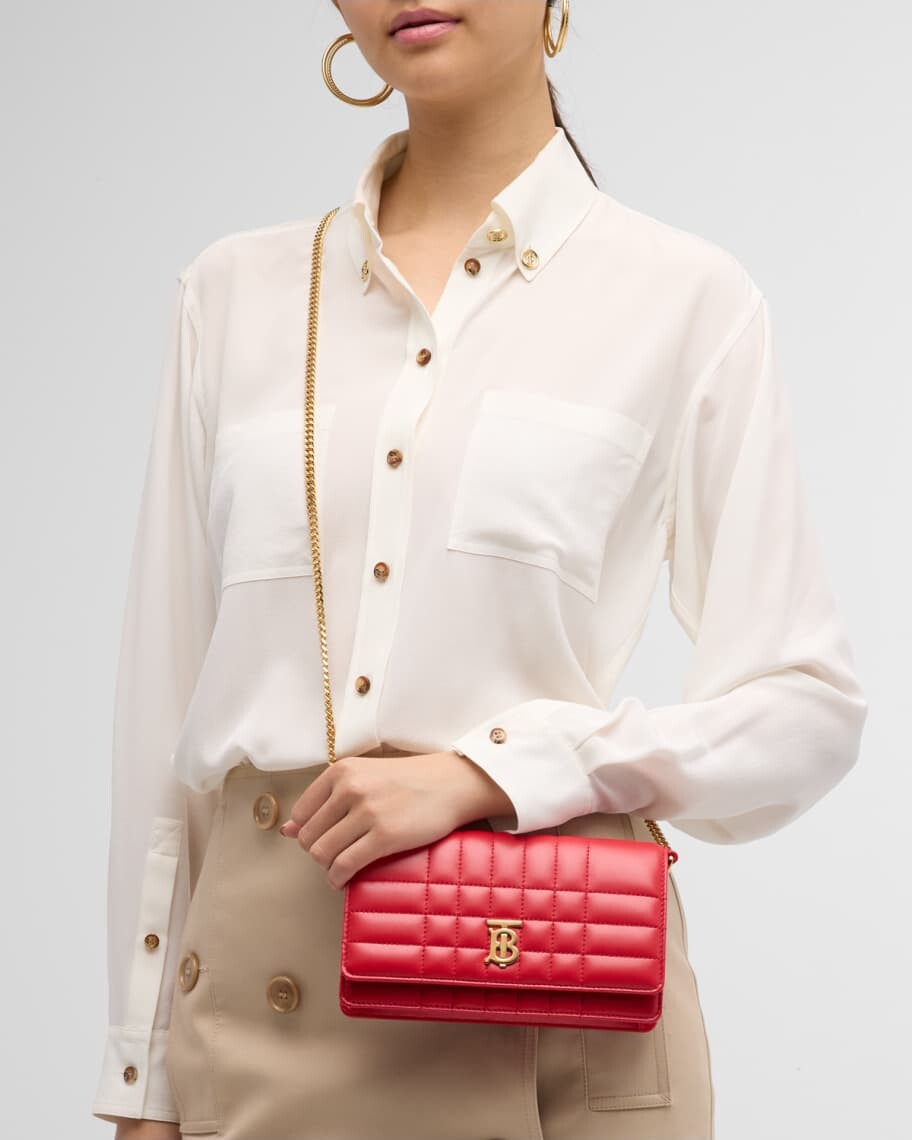 

Стеганый кожаный клатч в клетку Lola Burberry