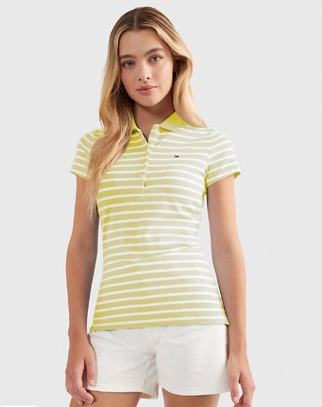 

Футболка-поло полосатая Tommy Hilfiger Slim Fit Stripe, желтый/белый