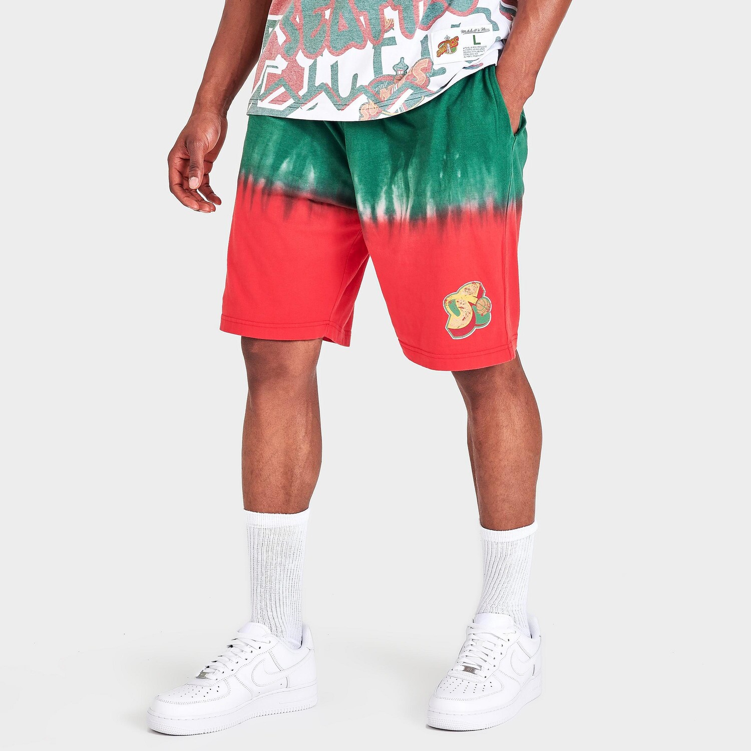 

Мужские флисовые шорты Mitchell & Ness Seattle Supersonics NBA Tie-Dye, зеленый