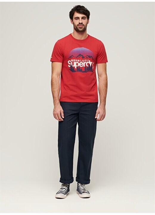

Красная мужская футболка с круглым вырезом с принтом M1011982A9QZ_GREAT OUTDOORS GRAPHIC Superdry, красный