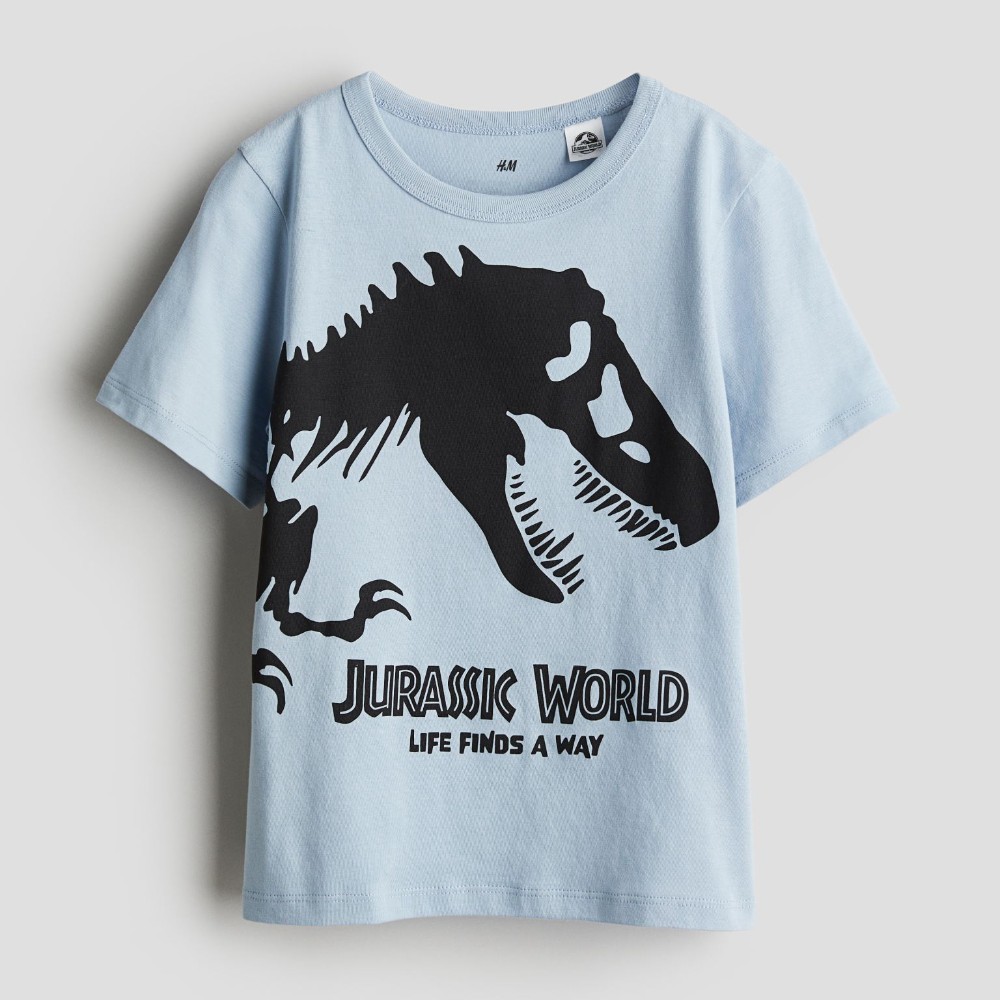 Футболка H&M Kids Printed Cotton Jurassic World, голубой