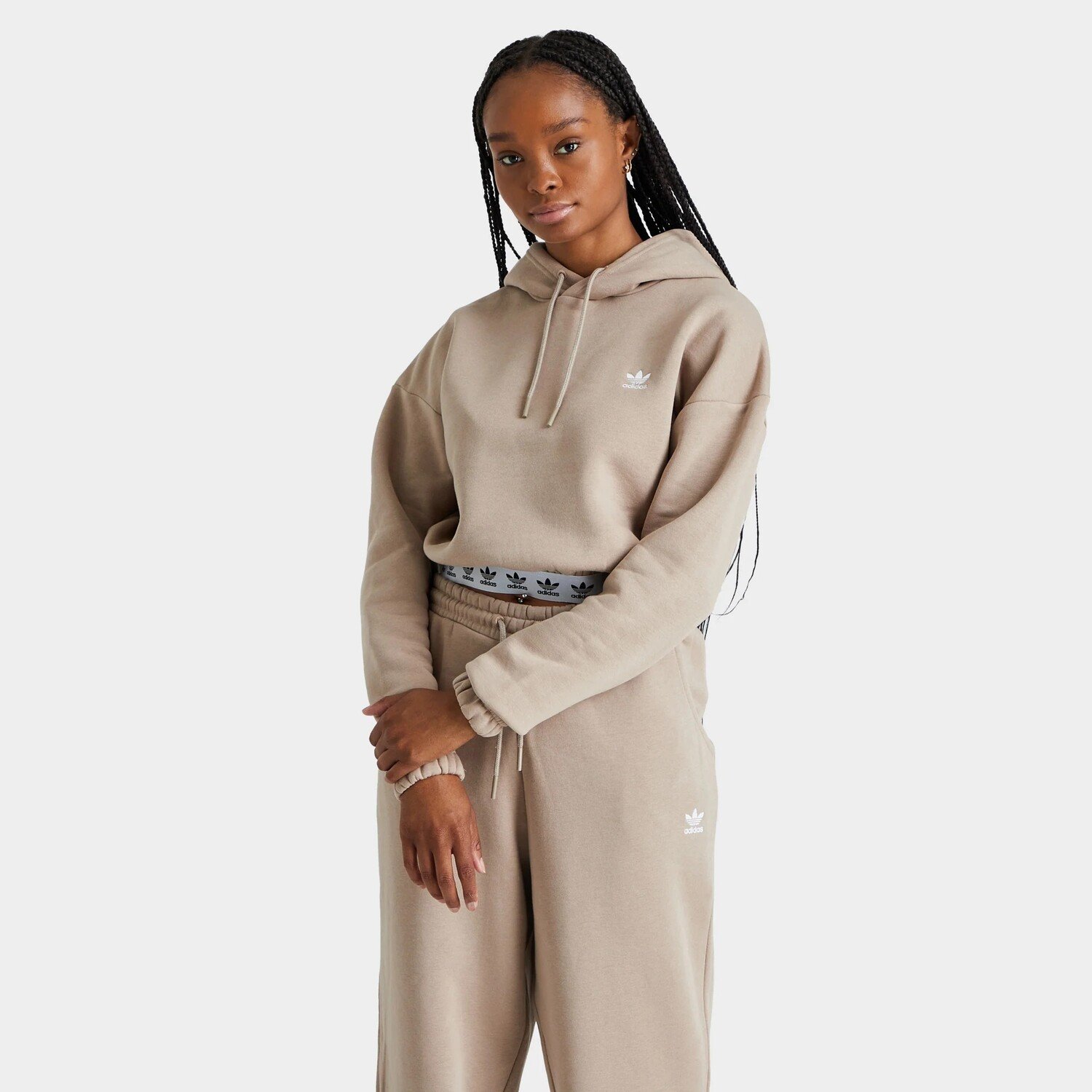 

Худи adidas Originals Women's Tape Cropped Pullover, бежевый