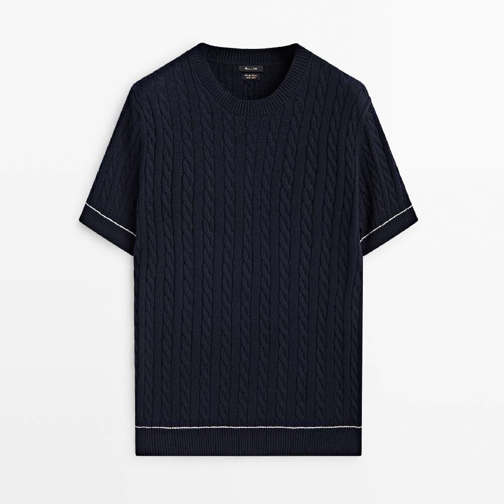 

Свитер Massimo Dutti Contrast Cable, темно-синий