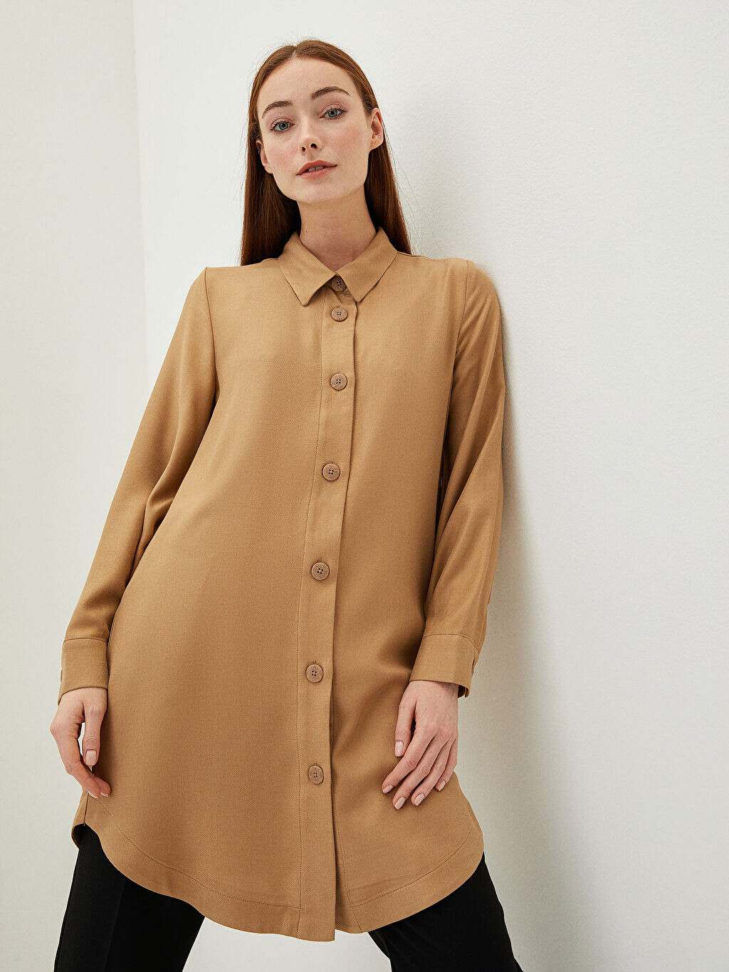 

Женская туника с прямым воротником и длинными рукавами LCW Modest