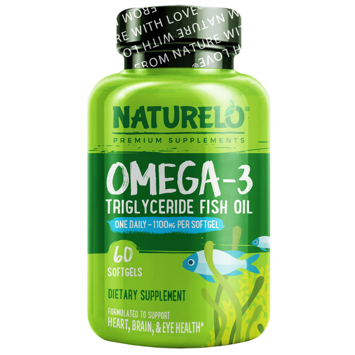 

NATURELO, омега-3, рыбий жир в форме триглицеридов, 1100 мг, 60 мягких таблеток