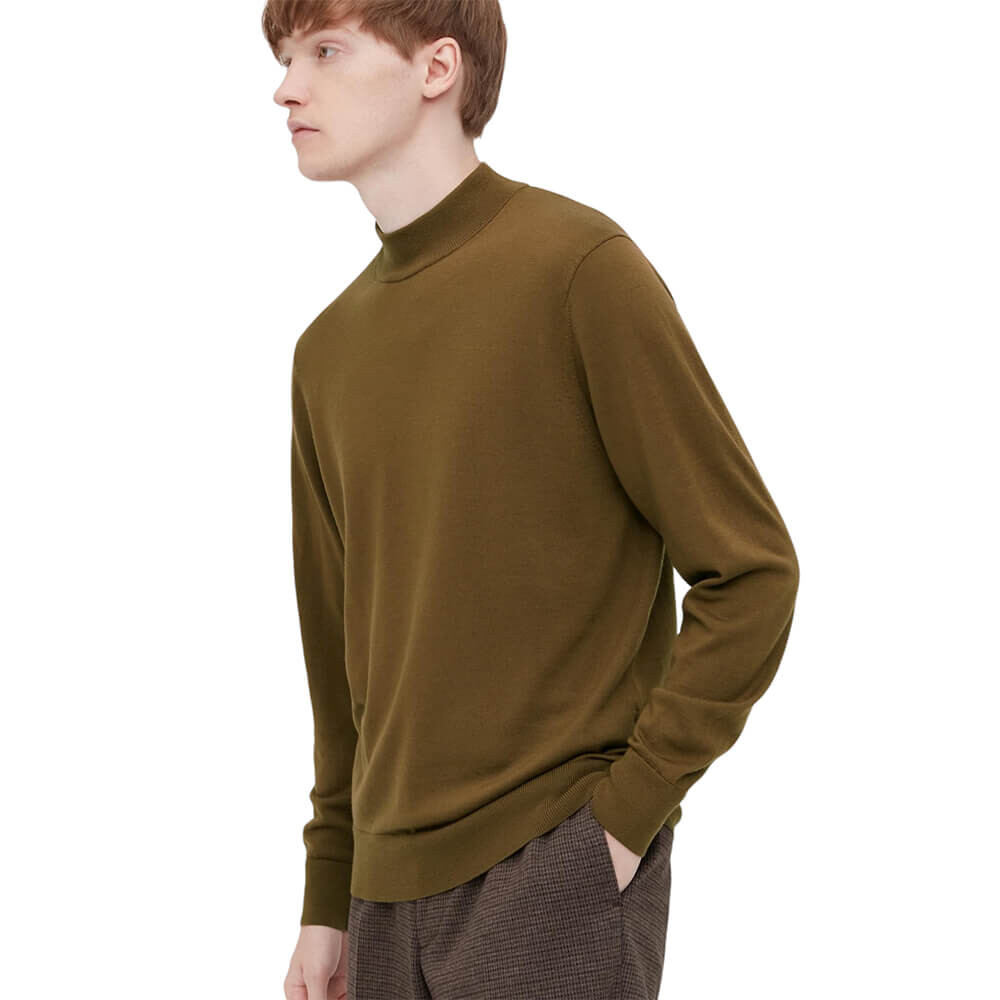 

Джемпер с воротником-стойкой Uniqlo Fine Merino, коричневый