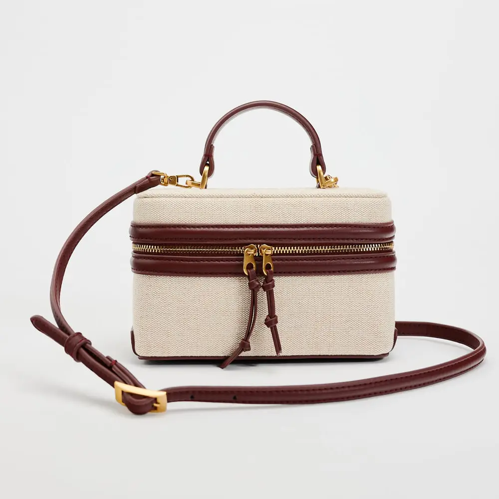 

Сумка Zara Rigid, светло-бежевый/бордовый