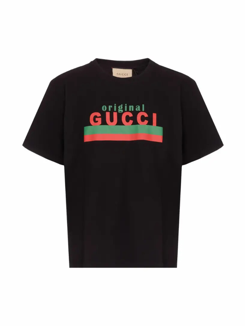 

Хлопковая футболка с логотипом Gucci, Черный