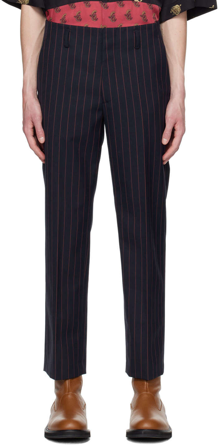 

Темно-синие брюки в тонкую полоску Dries Van Noten, Синий