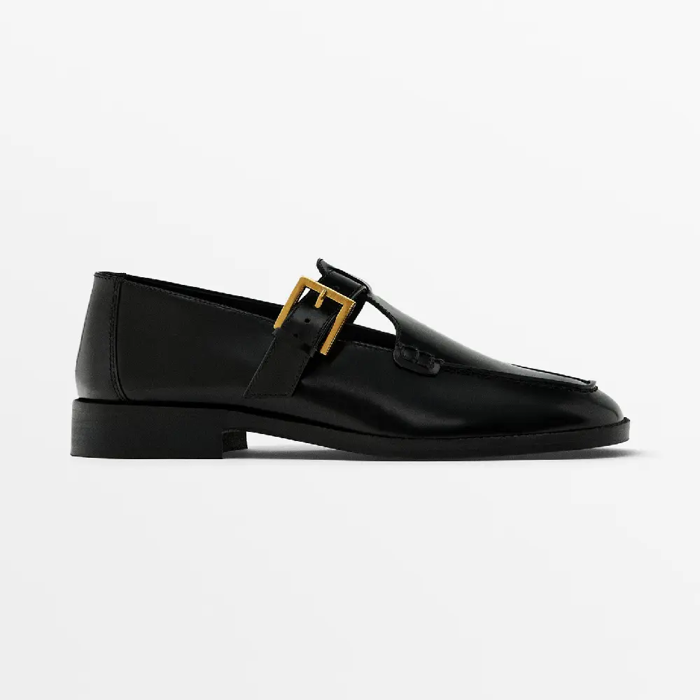 

Лоферы Massimo Dutti Square-toe Buckled, черный