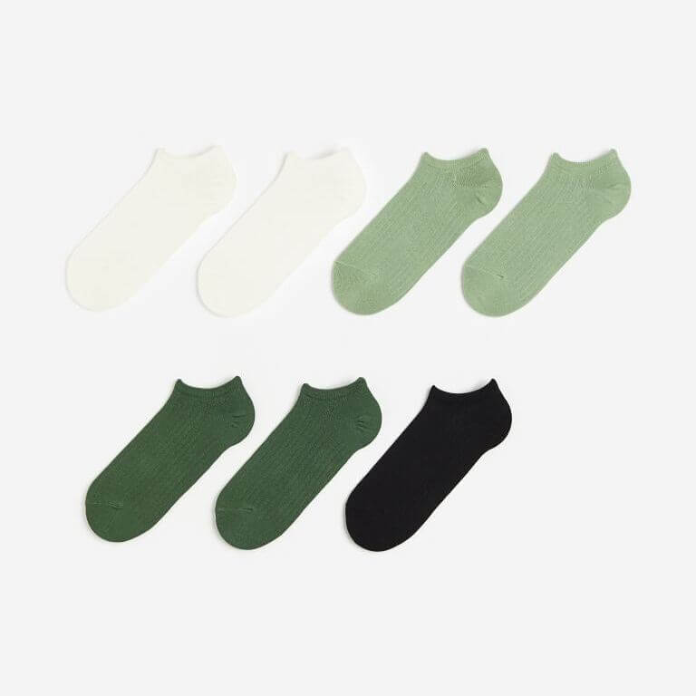 Комплект коротких носков H&M, 7 пар, белый/зеленый