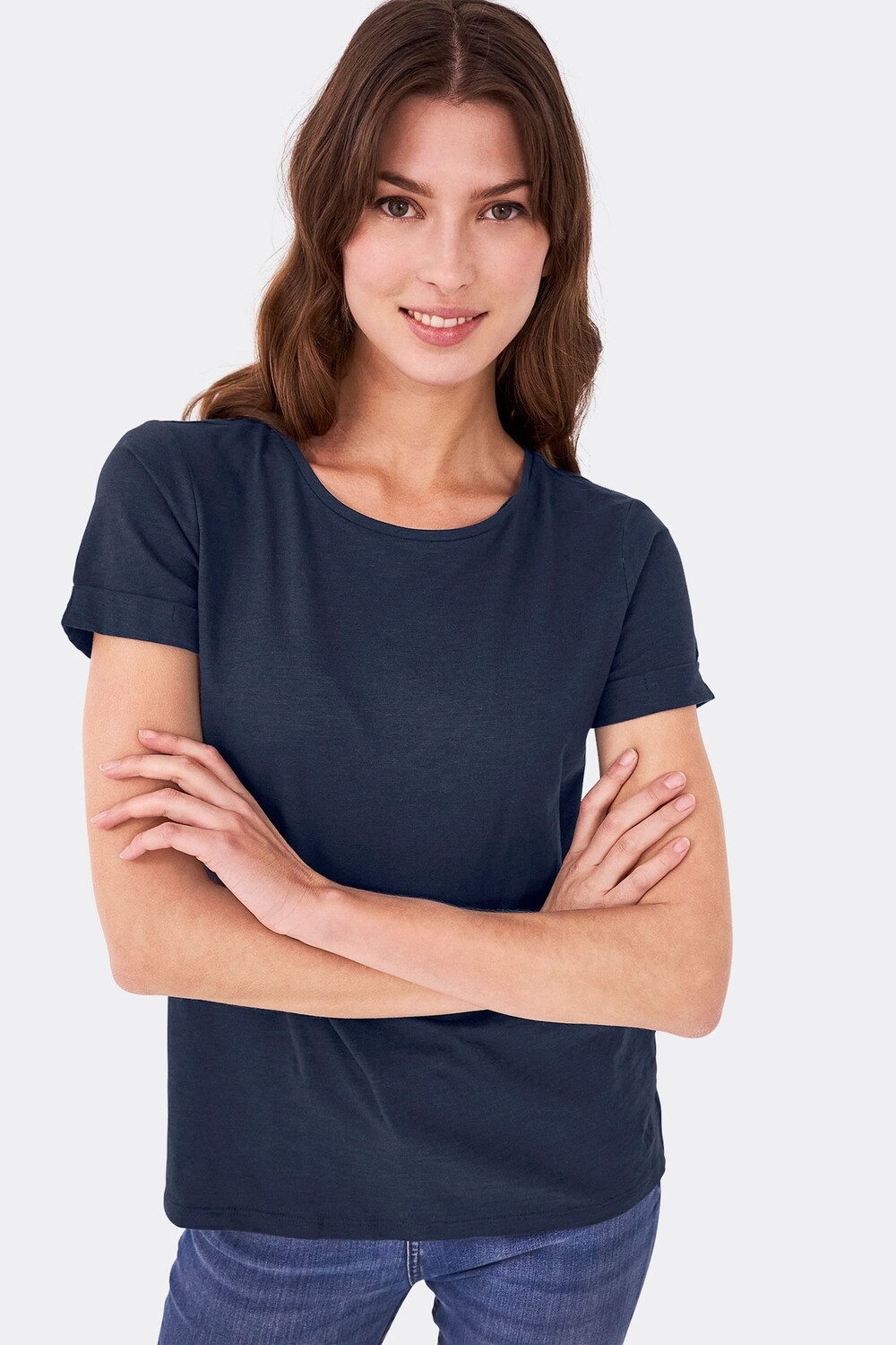 

Темно-синяя хлопковая футболка свободного кроя Crew Clothing Company, синий