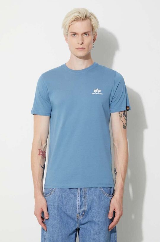 

Хлопковая футболка , базовая футболка с маленьким логотипом Alpha Industries, синий