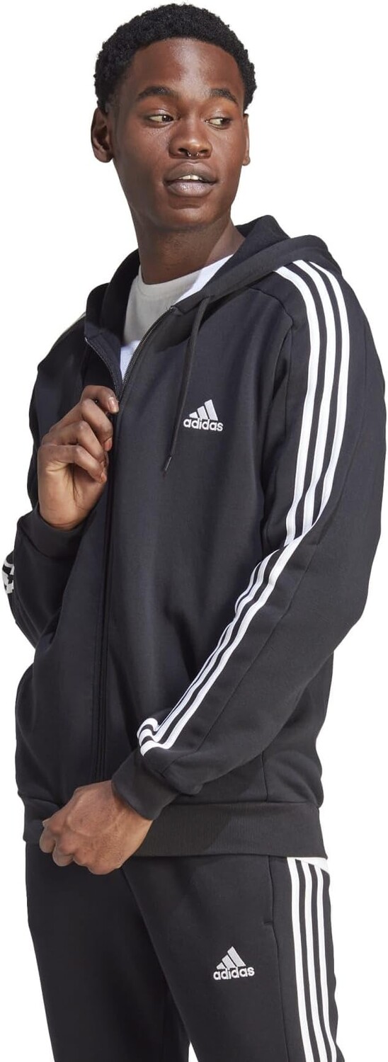 

Флисовая толстовка с молнией и тремя полосками Essentials adidas, черный