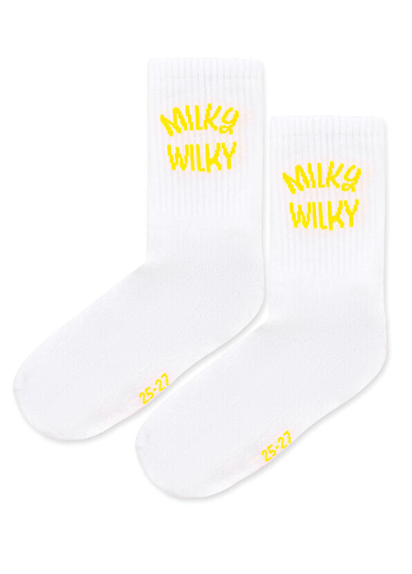 

Детские носки с жаккардовым логотипом Milky Wilky, белый