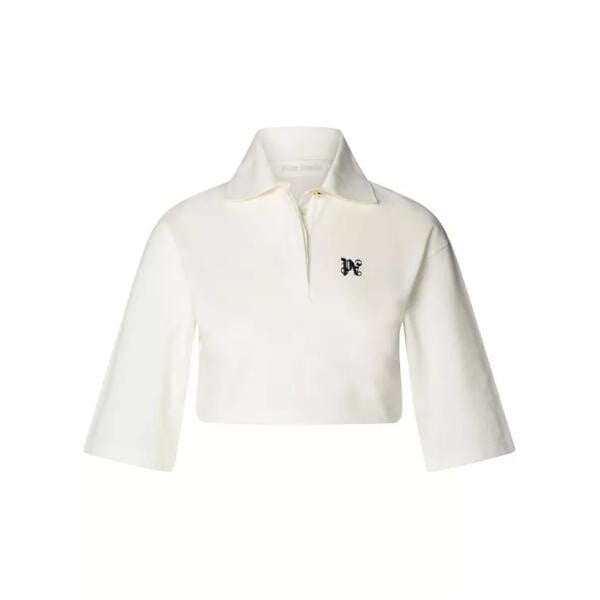 

Футболка monogram crop polo shirt Palm Angels, белый