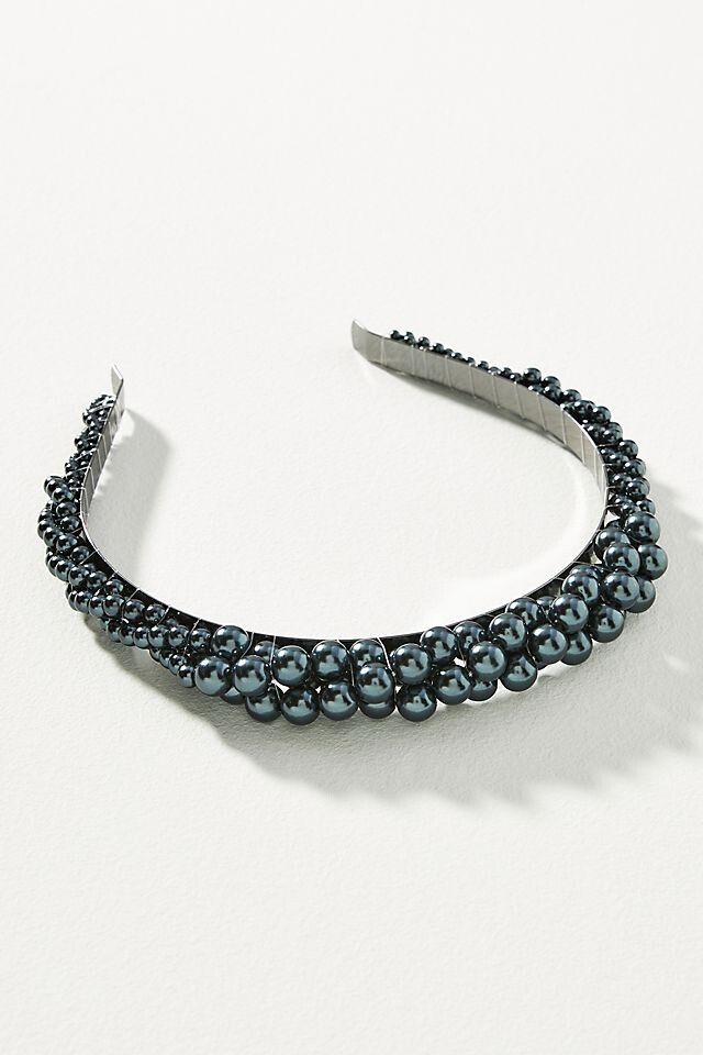 

Повязка на голову Anthropologie с короной из жемчуга, серый