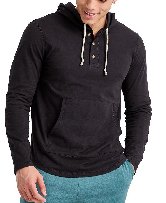 

Мужская толстовка с капюшоном Originals Tri-Blend Henley Hanes, черный