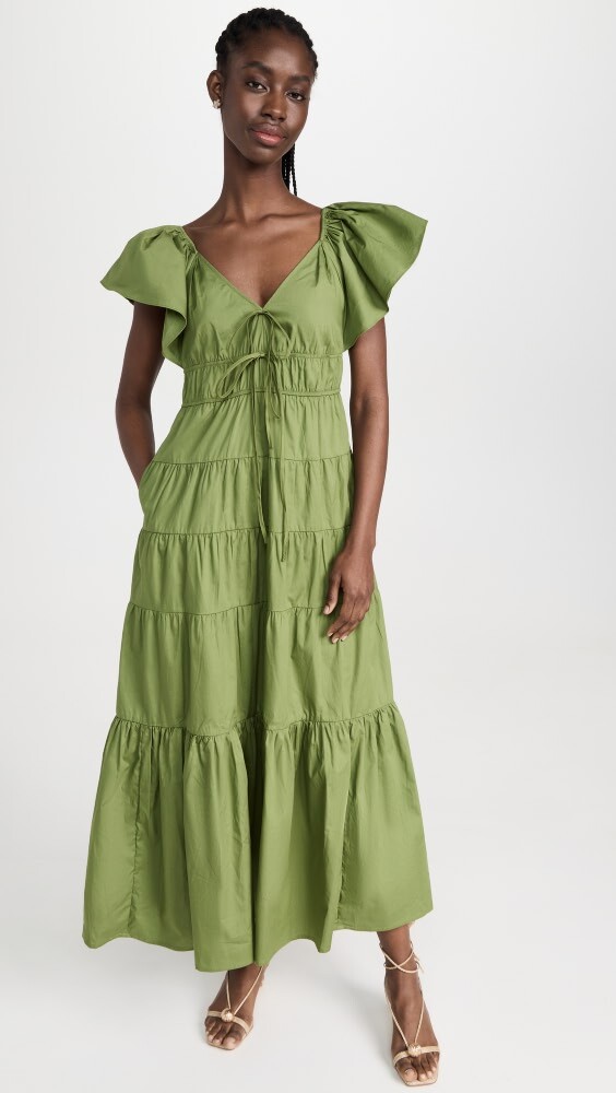 

Платье Moon River V Neck Tiered, оливковый