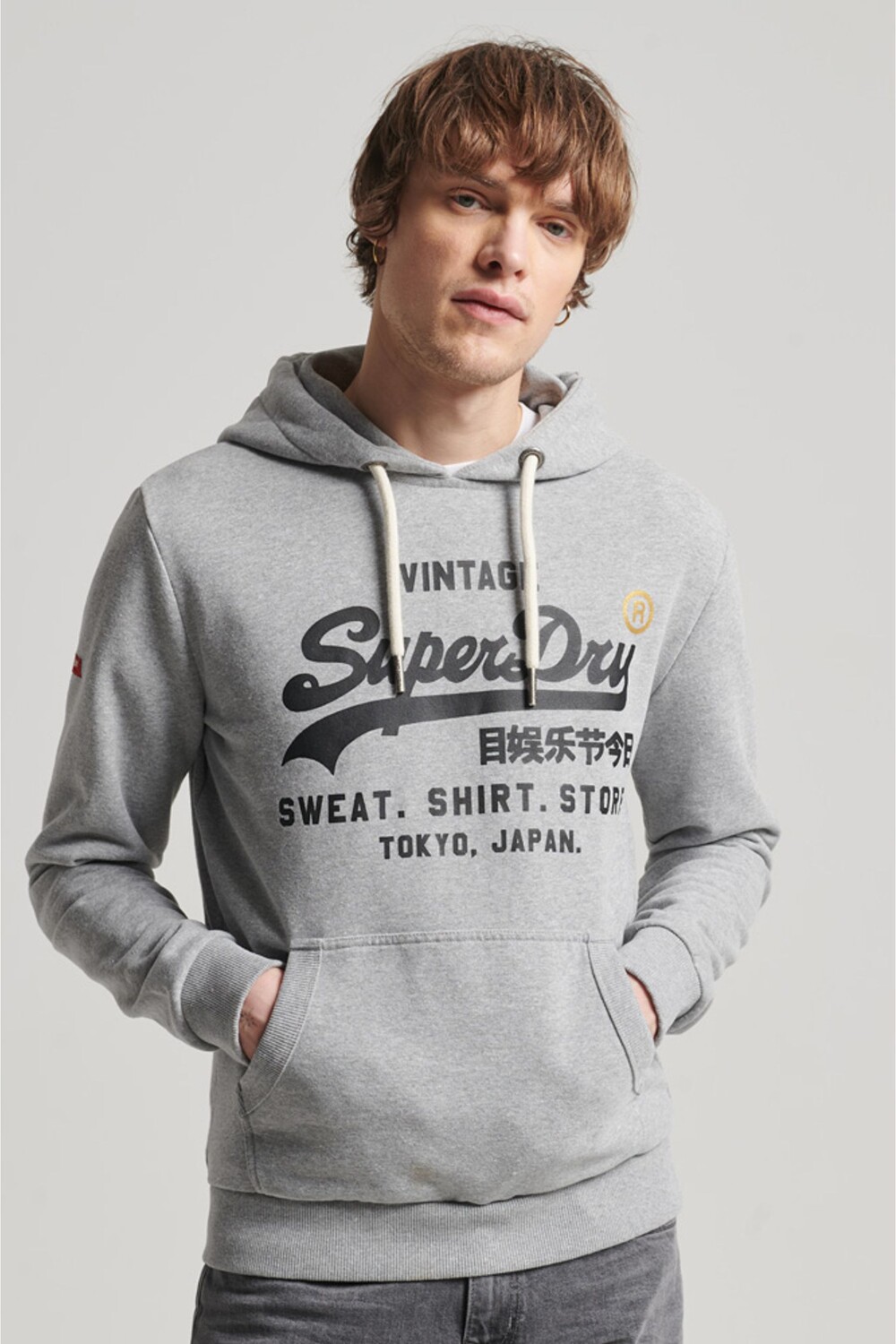 

Классическая толстовка с логотипом Vintage Store Superdry, серый
