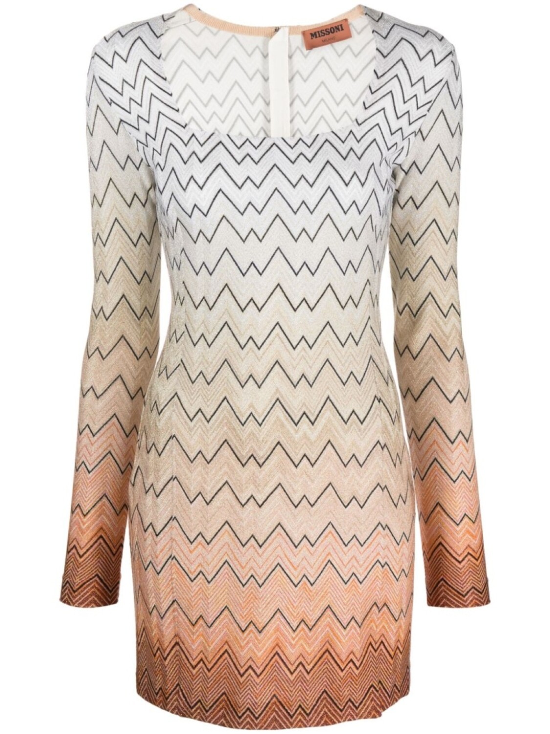 

Платье вязки интарсия с узором зигзаг Missoni, нейтральный цвет