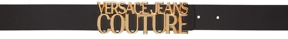 

Черный кожаный ремень с логотипом Versace Jeans Couture