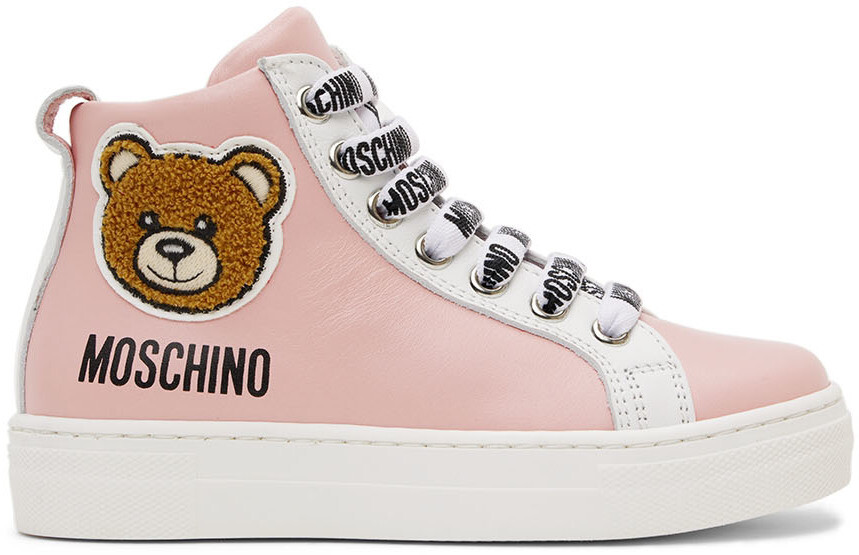 

Детские розовые высокие кеды Teddy Moschino